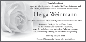 Anzeige von Helga Weinmann von MGO
