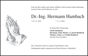 Anzeige von Hermann Hambach von MGO