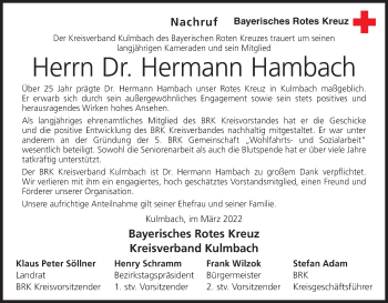 Anzeige von Hermann Hambach von MGO