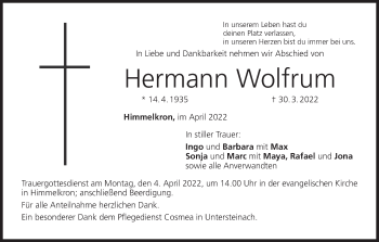 Anzeige von Hermann Wolfrum von MGO