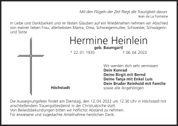 Anzeige von Hermine Heinlein von MGO