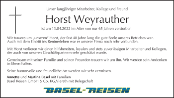 Anzeige von Horst Weyrauther von MGO