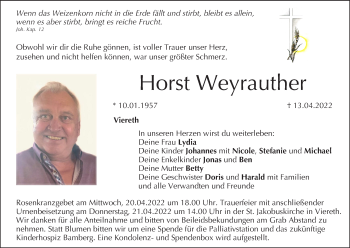 Anzeige von Horst Weyrauther von MGO