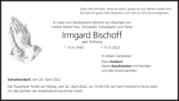 Anzeige von Irmgard Bischoff von MGO