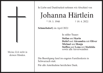 Anzeige von Johanna Härtlein von MGO