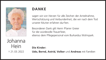 Anzeige von Johanna Hein von MGO