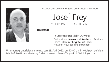 Anzeige von Josef Frey von MGO