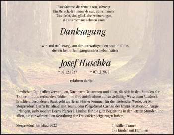 Anzeige von Josef Huschka von MGO