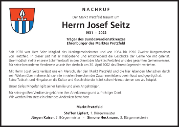 Anzeige von Josef Seitz von MGO