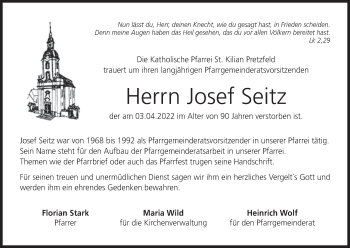 Anzeige von Josef Seitz von MGO