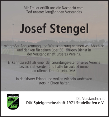 Anzeige von Josef Stengel von MGO