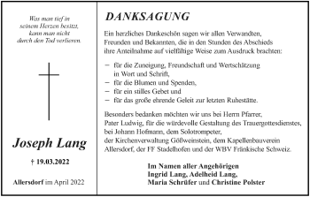 Anzeige von Joseph Lang von MGO