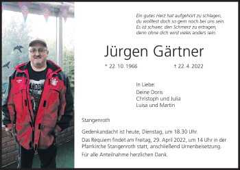 Anzeige von Jürgen Gärtner von MGO