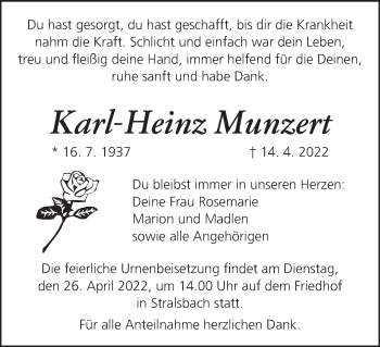 Anzeige von Karl-Heinz Munzert von MGO