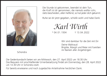 Anzeige von Karl Wirth von MGO