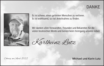 Anzeige von Karlheinz Lutz von MGO
