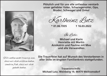 Anzeige von Karlheinz Lutz von MGO