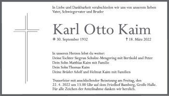 Anzeige von Karl Otto Kaim von MGO