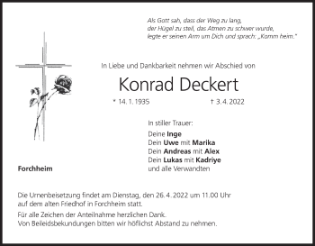 Anzeige von Konrad Deckert von MGO