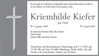 Anzeige von Kriemhilde Kiefer von MGO