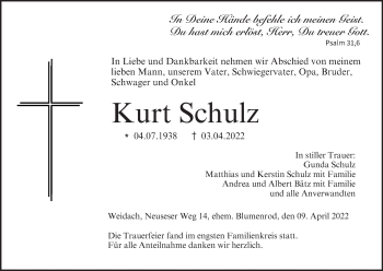Anzeige von Kurt Schulz von MGO