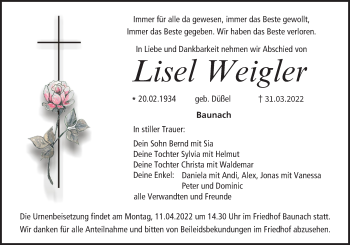 Anzeige von Lisel Weigler von MGO