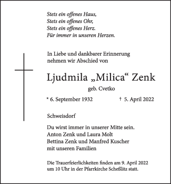 Anzeige von Ljudmila Zenk von MGO