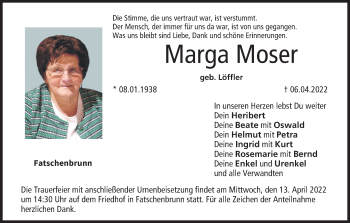 Anzeige von Marga Moser von MGO
