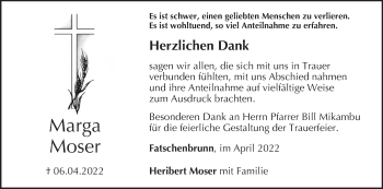 Anzeige von Marga Moser von MGO