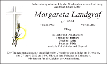 Anzeige von Margareta Landgraf von MGO