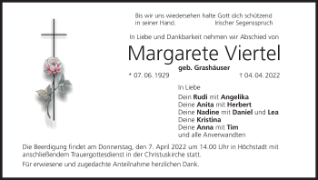 Anzeige von Margarete Viertel von MGO