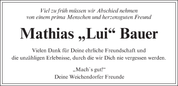 Anzeige von Mathias Bauer von MGO