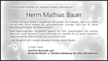 Anzeige von Mathias Bauer von MGO