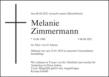 Anzeige von Melanie Zimmermann von MGO