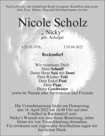 Anzeige von Nicole Scholz von MGO