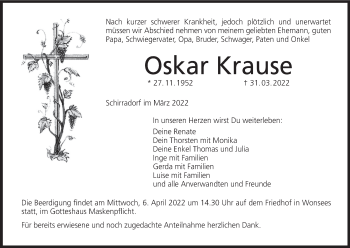 Anzeige von Oskar Krause von MGO