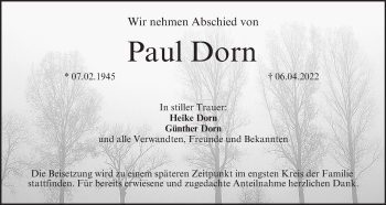 Anzeige von Paul Dorn von MGO