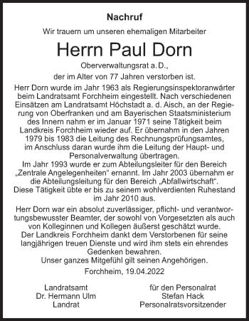Anzeige von Paul Dorn von MGO