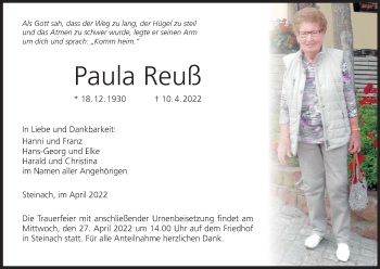 Anzeige von Paula Reuß von MGO
