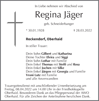 Anzeige von Regina Jäger von MGO