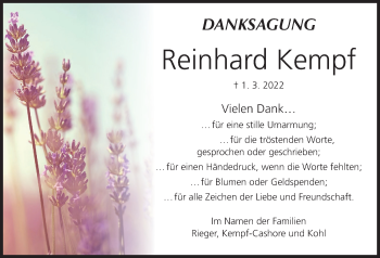 Anzeige von Reinhard Kempf von MGO