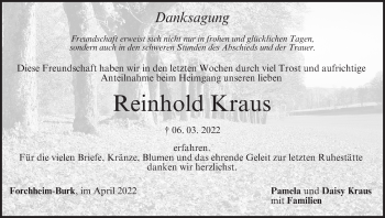 Anzeige von Reinhold Kraus von MGO