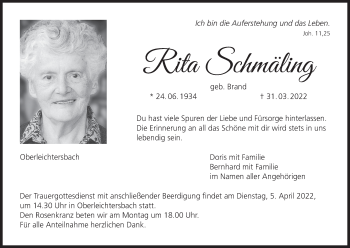 Anzeige von Rita Schmäling von MGO
