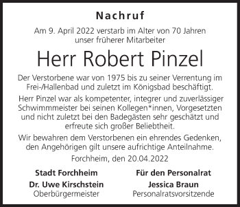 Anzeige von Robert Pinzel von MGO