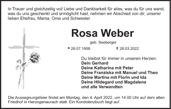 Anzeige von Rosa Weber von MGO