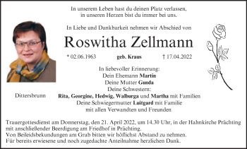 Anzeige von Roswitha Zellmann von MGO