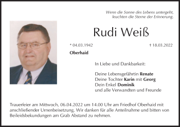 Anzeige von Rudi Weiß von MGO