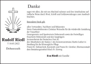 Anzeige von Rudolf Riedl von MGO