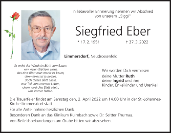 Anzeige von Siegfried Eber von MGO