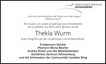 Anzeige von Thekla Wurm von MGO